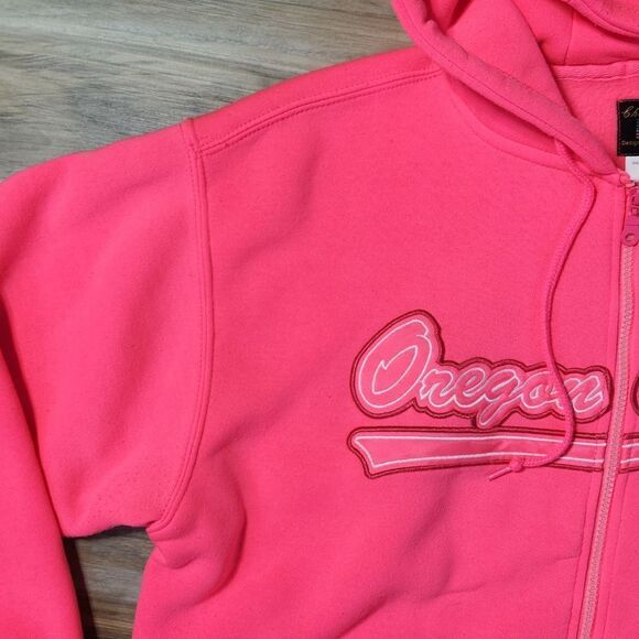 ☔️🩵Hot Pink Oregon Coast Seaside Zippered Hoodie Sweatshirt Jacket Large - Picture 4 of 10